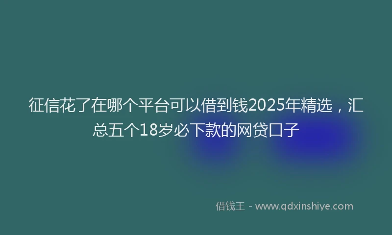 征信花了在哪个平台可以借到钱2025年精选，汇总五个18岁必下款的网贷口子