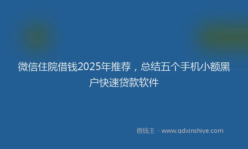 微信住院借钱2025年推荐，总结五个手机小额黑户快速贷款软件