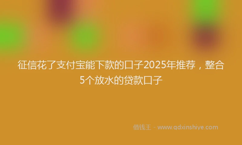 征信花了支付宝能下款的口子2025年推荐，整合5个放水的贷款口子