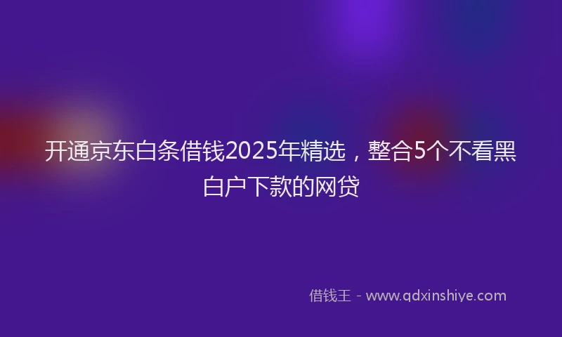 开通京东白条借钱2025年精选，整合5个不看黑白户下款的网贷