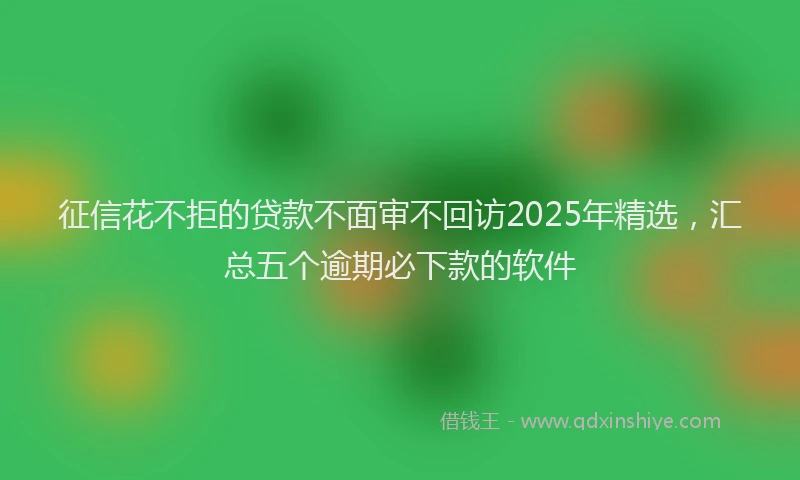 征信花不拒的贷款不面审不回访2025年精选，汇总五个逾期必下款的软件