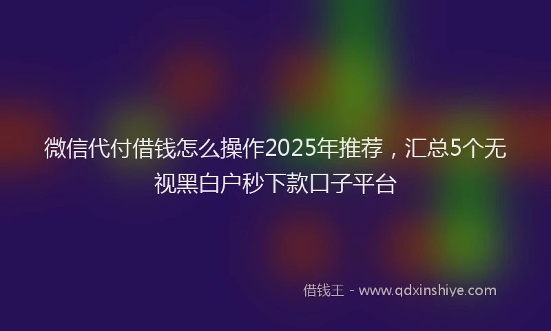 微信代付借钱怎么操作2025年推荐，汇总5个无视黑白户秒下款口子平台