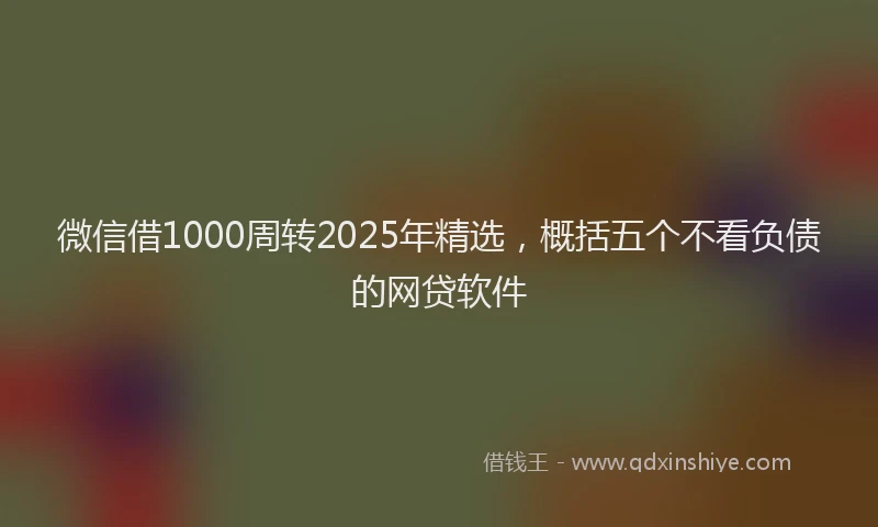 微信借1000周转2025年精选，概括五个不看负债的网贷软件