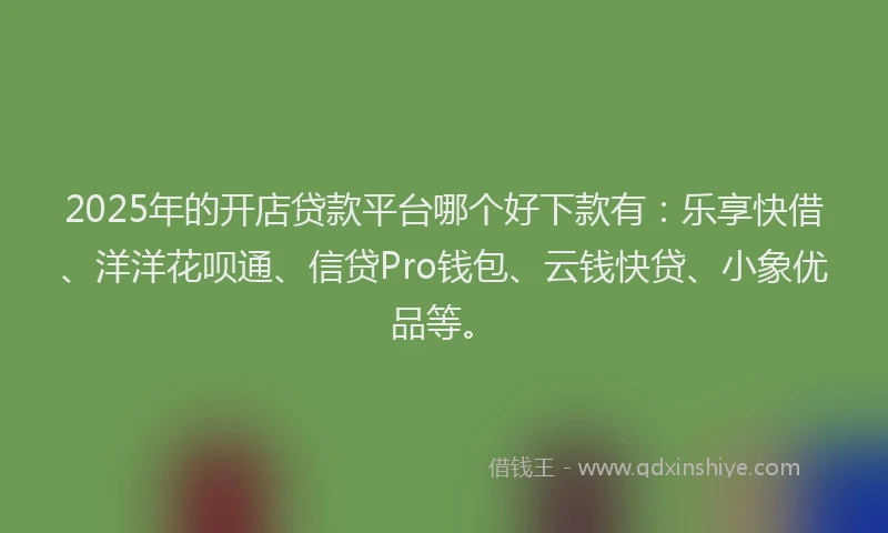 2025年的开店贷款平台哪个好下款有：乐享快借、洋洋花呗通、信贷Pro钱包、云钱快贷、小象优品等。