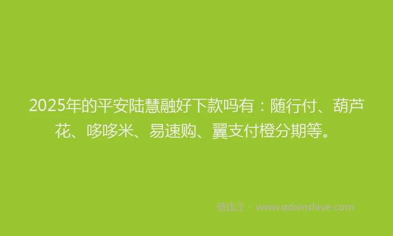 2025年的平安陆慧融好下款吗有：随行付、葫芦花、哆哆米、易速购、翼支付橙分期等。