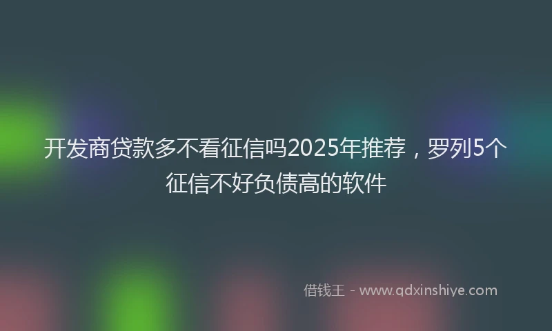 开发商贷款多不看征信吗2025年推荐，罗列5个征信不好负债高的软件
