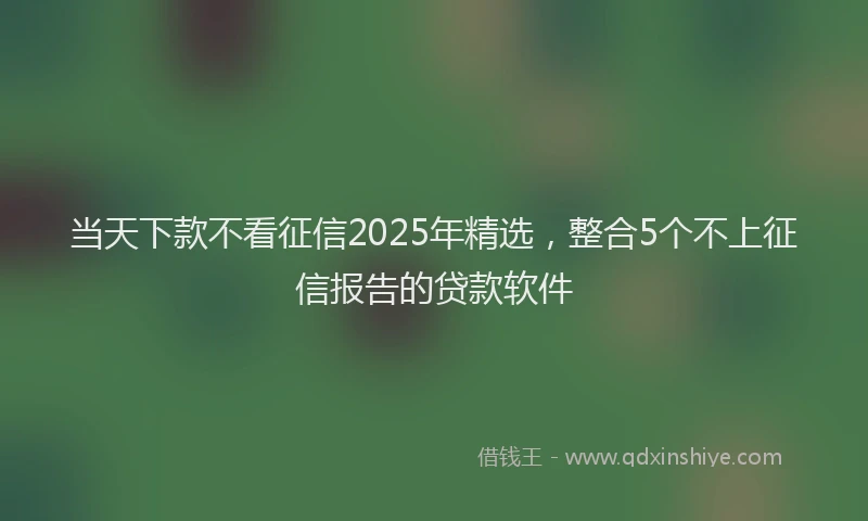 当天下款不看征信2025年精选，整合5个不上征信报告的贷款软件