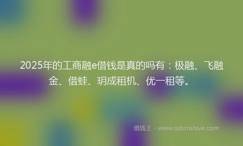 2025年的工商融e借钱是真的吗有：极融、飞融金、借蛙、玥成租机、优一租等。