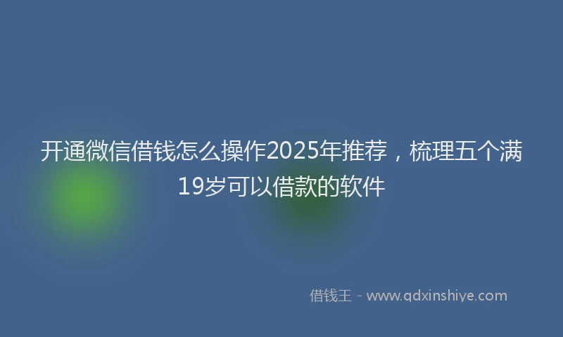 开通微信借钱怎么操作2025年推荐，梳理五个满19岁可以借款的软件