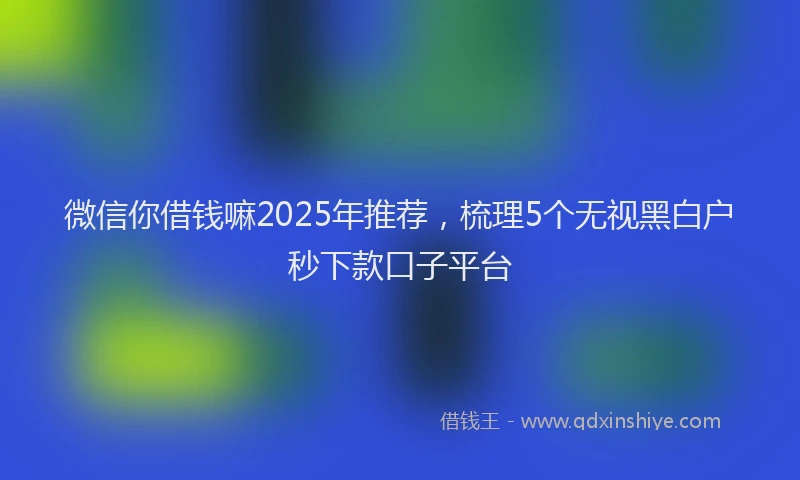 微信你借钱嘛2025年推荐，梳理5个无视黑白户秒下款口子平台