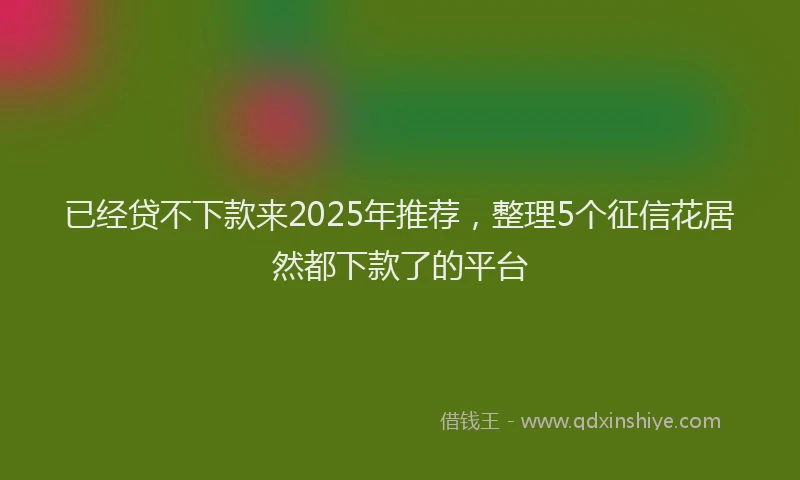 已经贷不下款来2025年推荐，整理5个征信花居然都下款了的平台