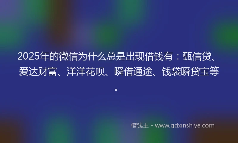 2025年的微信为什么总是出现借钱有：甄信贷、爱达财富、洋洋花呗、瞬借通途、钱袋瞬贷宝等。