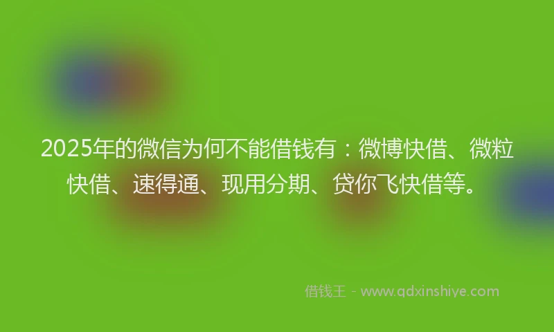 2025年的微信为何不能借钱有：微博快借、微粒快借、速得通、现用分期、贷你飞快借等。