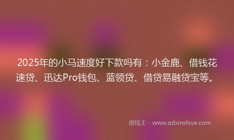 2025年的小马速度好下款吗有：小金鹿、借钱花速贷、迅达Pro钱包、蓝领贷、借贷易融贷宝等。