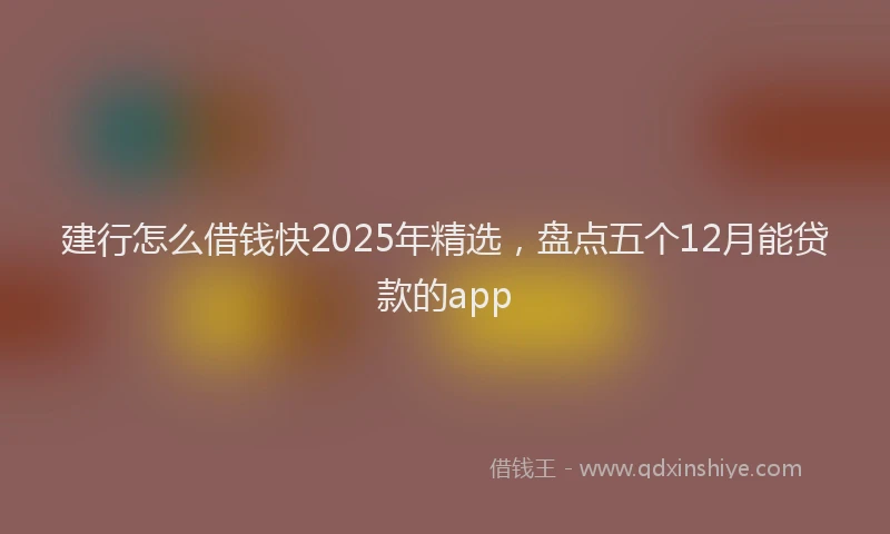 建行怎么借钱快2025年精选，盘点五个12月能贷款的app