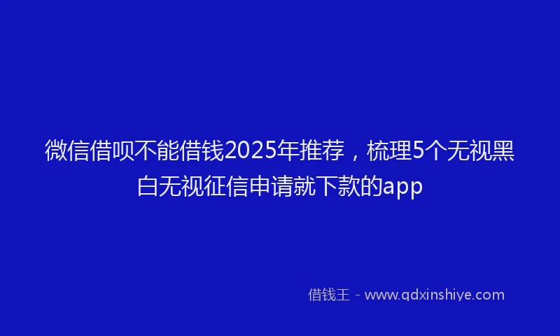 微信借呗不能借钱2025年推荐，梳理5个无视黑白无视征信申请就下款的app