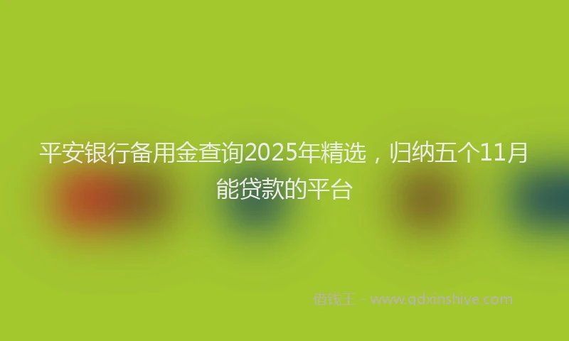 平安银行备用金查询2025年精选，归纳五个11月能贷款的平台