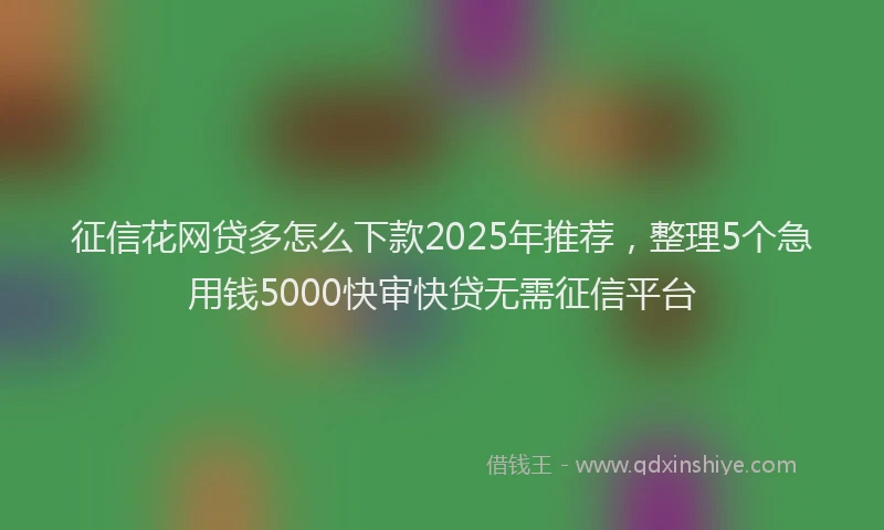 征信花网贷多怎么下款2025年推荐，整理5个急用钱5000快审快贷无需征信平台