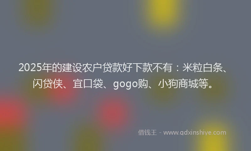 2025年的建设农户贷款好下款不有：米粒白条、闪贷侠、宜口袋、gogo购、小狗商城等。