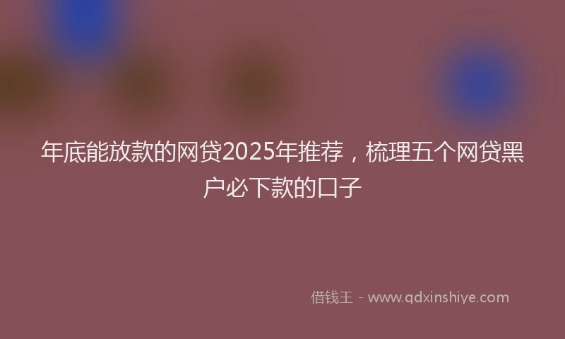 年底能放款的网贷2025年推荐，梳理五个网贷黑户必下款的口子