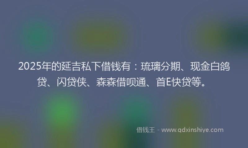 2025年的延吉私下借钱有：琉璃分期、现金白鸽贷、闪贷侠、森森借呗通、首E快贷等。