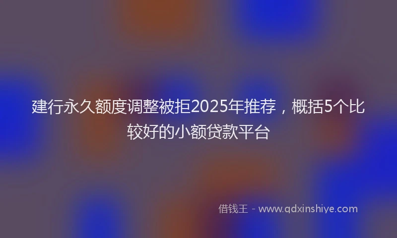 建行永久额度调整被拒2025年推荐，概括5个比较好的小额贷款平台