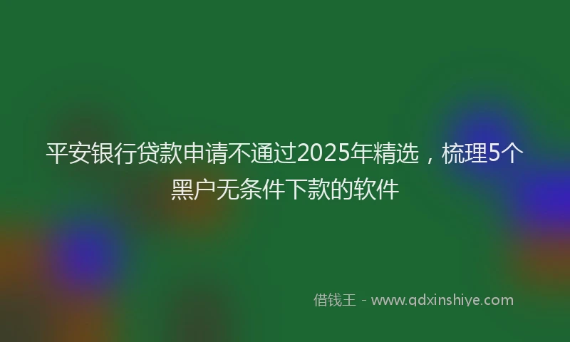 平安银行贷款申请不通过2025年精选，梳理5个黑户无条件下款的软件