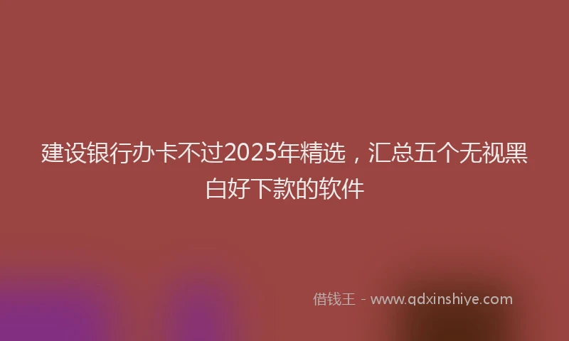 建设银行办卡不过2025年精选，汇总五个无视黑白好下款的软件