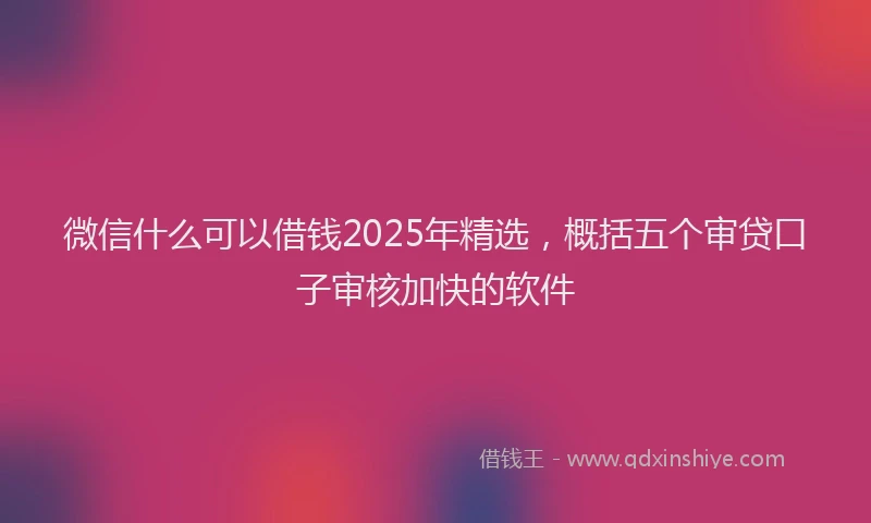 微信什么可以借钱2025年精选，概括五个审贷口子审核加快的软件
