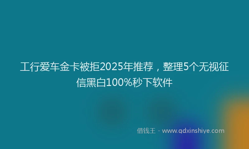 工行爱车金卡被拒2025年推荐，整理5个无视征信黑白100%秒下软件