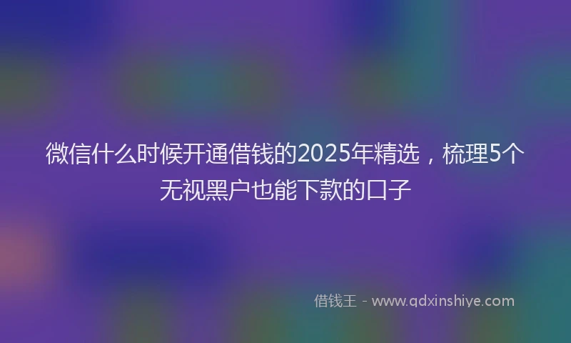 微信什么时候开通借钱的2025年精选，梳理5个无视黑户也能下款的口子