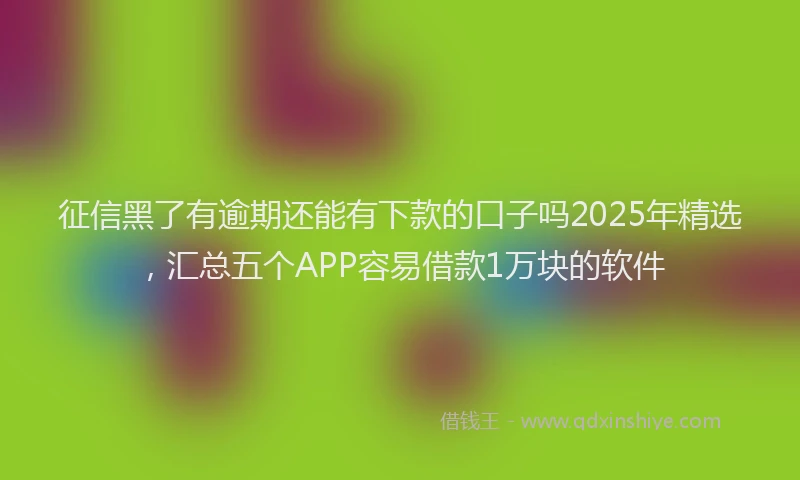 征信黑了有逾期还能有下款的口子吗2025年精选，汇总五个APP容易借款1万块的软件