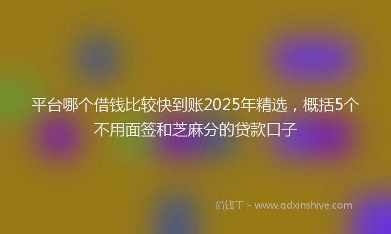 平台哪个借钱比较快到账2025年精选，概括5个不用面签和芝麻分的贷款口子