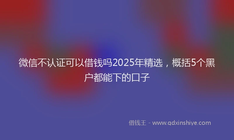 微信不认证可以借钱吗2025年精选，概括5个黑户都能下的口子
