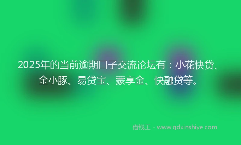 2025年的当前逾期口子交流论坛有：小花快贷、金小豚、易贷宝、蒙享金、快融贷等。