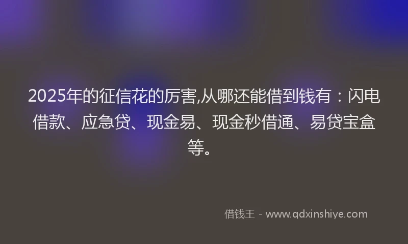 2025年的征信花的厉害,从哪还能借到钱有：闪电借款、应急贷、现金易、现金秒借通、易贷宝盒等。
