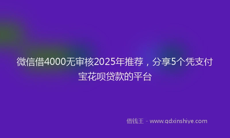 微信借4000无审核2025年推荐，分享5个凭支付宝花呗贷款的平台