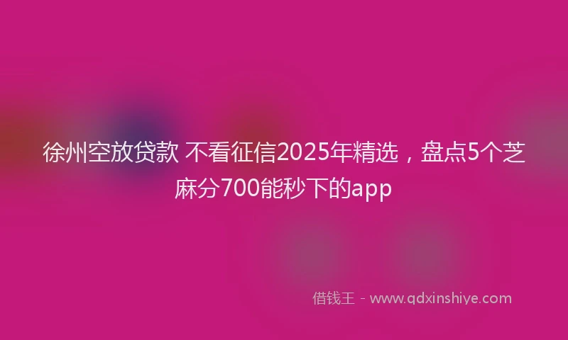 徐州空放贷款 不看征信2025年精选，盘点5个芝麻分700能秒下的app