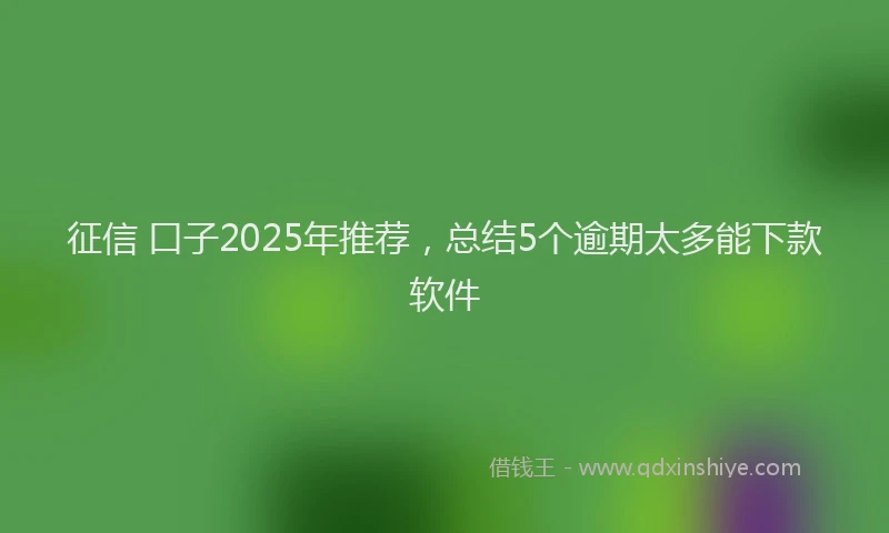 征信 口子2025年推荐，总结5个逾期太多能下款软件