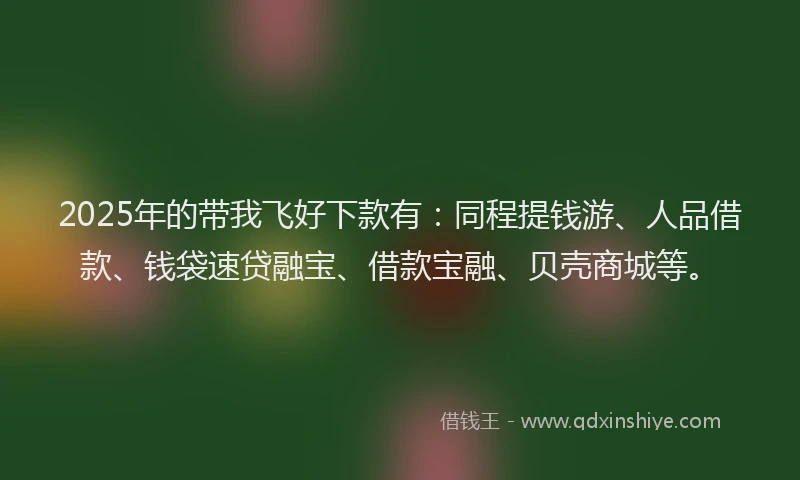 2025年的带我飞好下款有：同程提钱游、人品借款、钱袋速贷融宝、借款宝融、贝壳商城等。