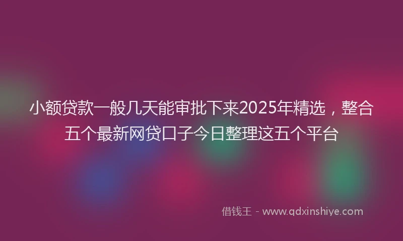 小额贷款一般几天能审批下来2025年精选，整合五个最新网贷口子今日整理这五个平台