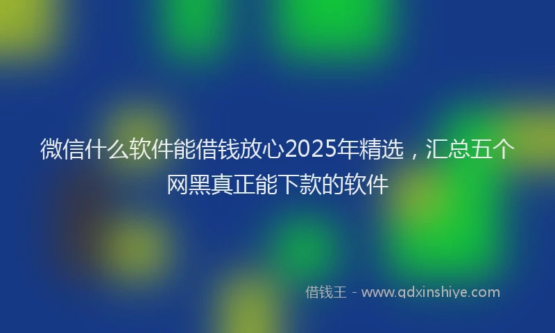 微信什么软件能借钱放心2025年精选，汇总五个网黑真正能下款的软件