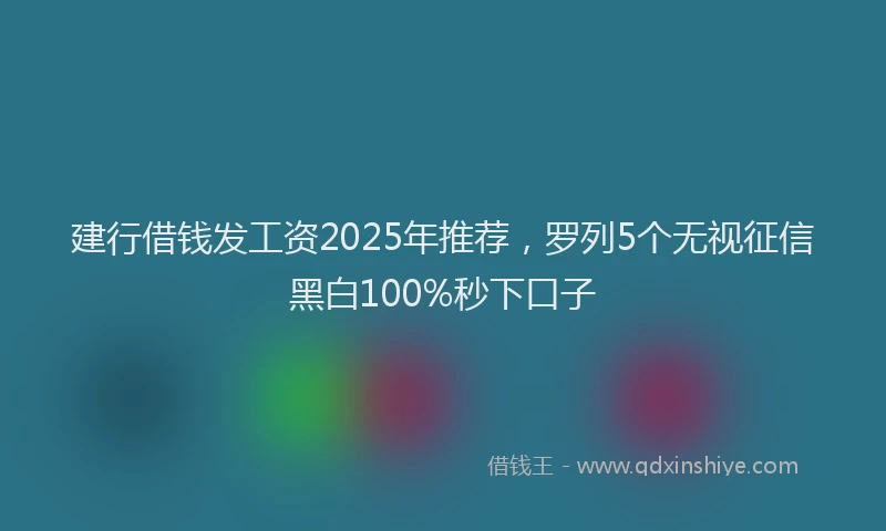 建行借钱发工资2025年推荐，罗列5个无视征信黑白100%秒下口子