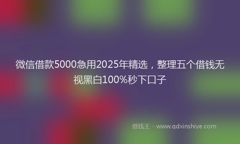 微信借款5000急用2025年精选，整理五个借钱无视黑白100%秒下口子