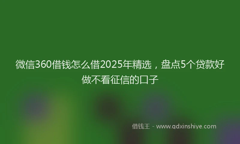 微信360借钱怎么借2025年精选，盘点5个贷款好做不看征信的口子