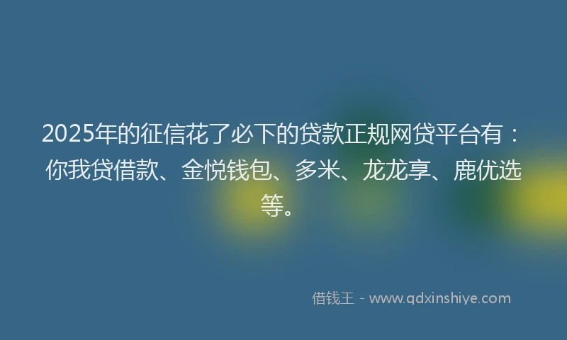 2025年的征信花了必下的贷款正规网贷平台有：你我贷借款、金悦钱包、多米、龙龙享、鹿优选等。