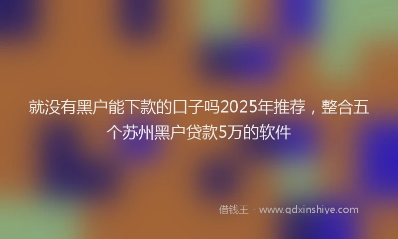就没有黑户能下款的口子吗2025年推荐，整合五个苏州黑户贷款5万的软件
