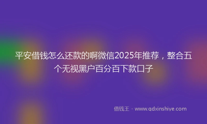 平安借钱怎么还款的啊微信2025年推荐，整合五个无视黑户百分百下款口子