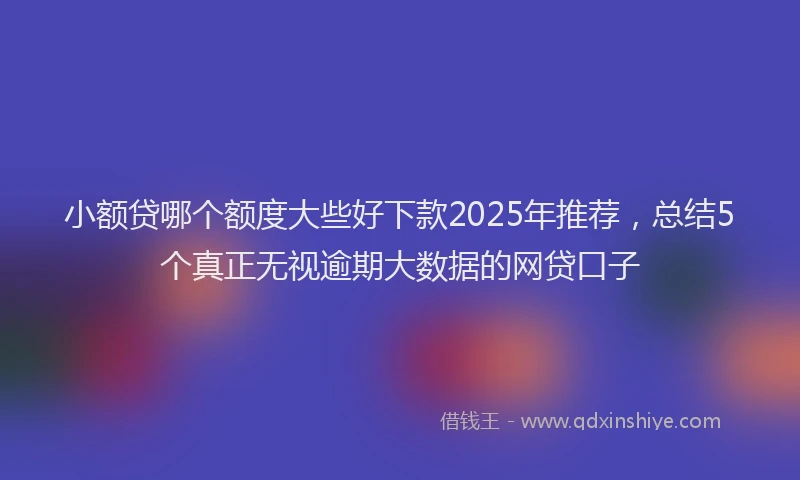 小额贷哪个额度大些好下款2025年推荐，总结5个真正无视逾期大数据的网贷口子
