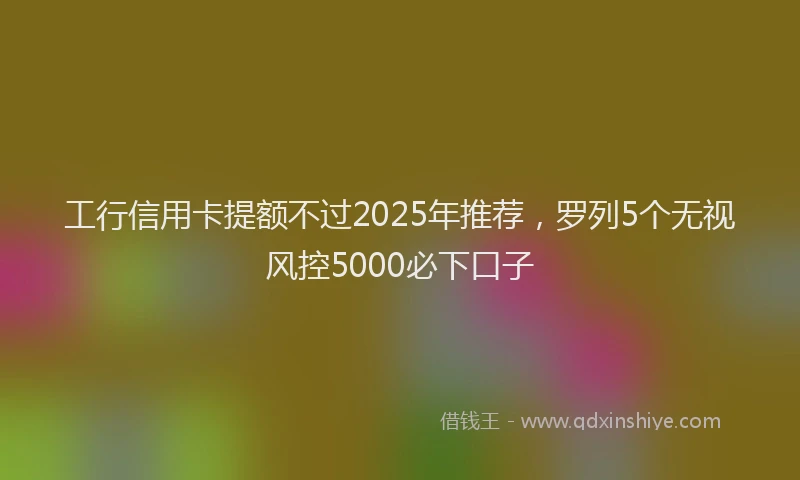 工行信用卡提额不过2025年推荐，罗列5个无视风控5000必下口子